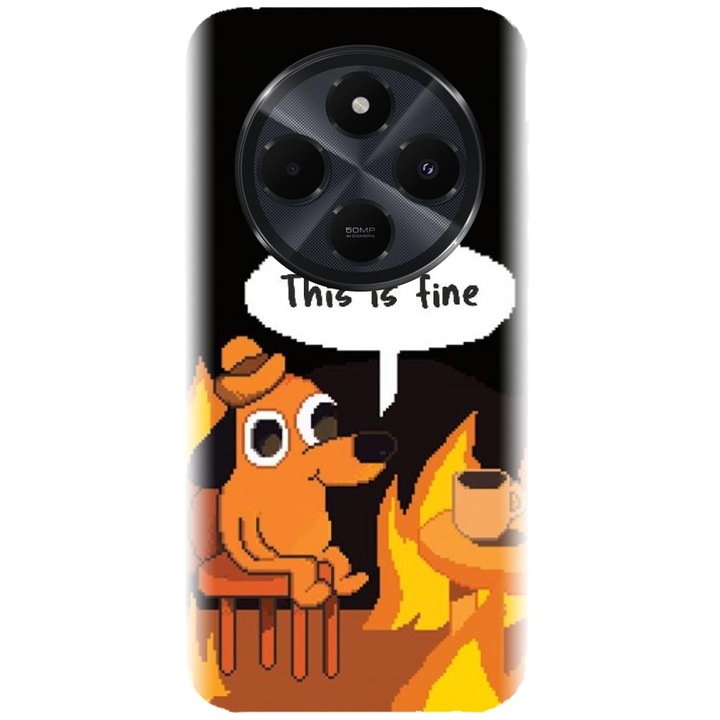 Xiaomi Redmi 14c 4g-vel kompatibilis szilikon borítás - Pixel Art This Is Fine modell