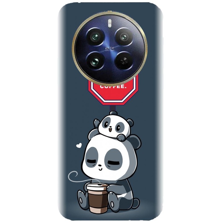 Husa din silicon compatibila cu Realme 12 Pro / 12 Pro Plus - model Panda Coffe