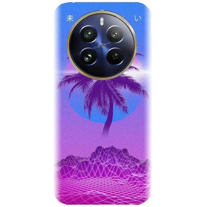 Husa din silicon compatibila cu Realme 12 Pro / 12 Pro Plus - model Vaporwave Palm