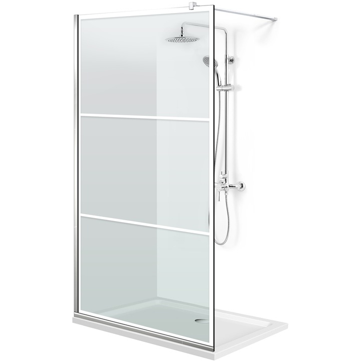 Aqua Class® Inox 80x195 cm zuhanyfal, fehér Vintage modell, víztiszta biztonsági üveg
