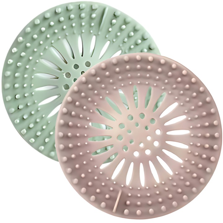 Set site pentru baie si bucatarie, silicon Premium, flexibile, moderne si functionale, protejarea scurgerilor de blocaje, 2 bucati, Verde/Crem