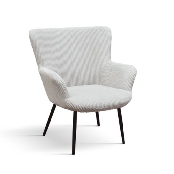 Fotoliu Cielo, structura metalica, catifea reiata - Gri deschis