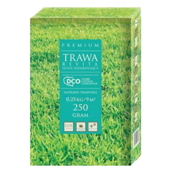 Seminte de iarba, Revita, Amestec de seminte de iarba pentru regenerarea gazonului, Rasarire rapida, Tolerant la umbra, Suficient pentru aprox. 9 m2, 250 g