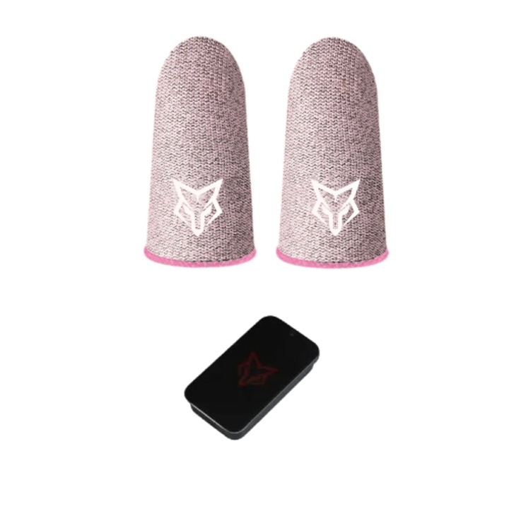 2x kesztyűkészlet Mobile Gaming Fox v4, Fibra Glass, Professzionális, izzadásgátló + fém tárolódoboz telefonhoz és tablethez, Pubg, Fortnite, Call of duty