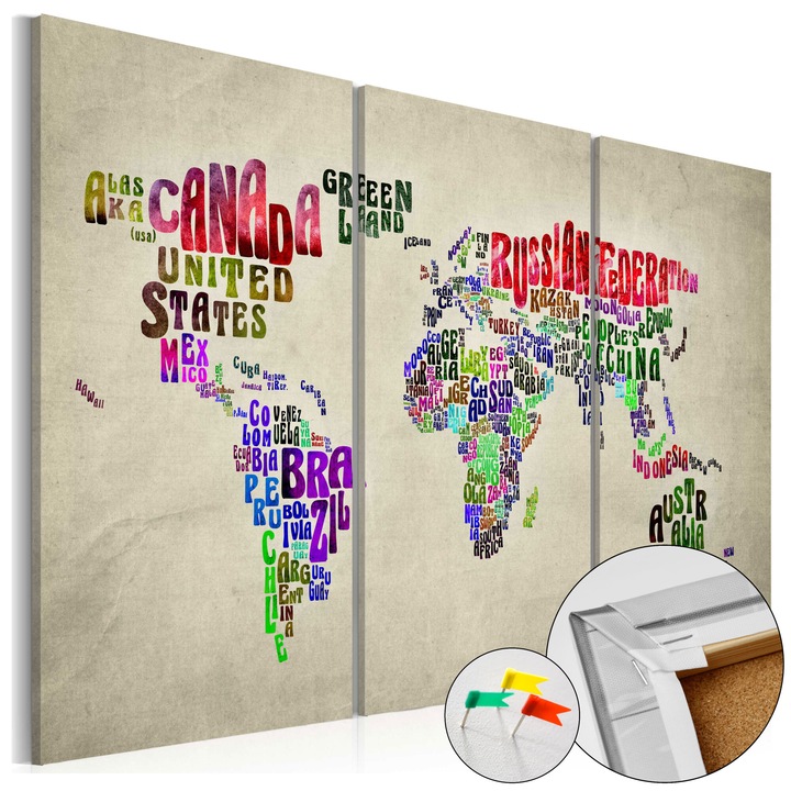 Tablou din pluta Artgeist - Colorful Countries - 90 x 60 cm