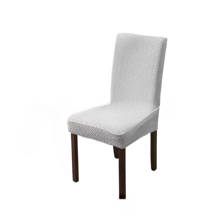 Puff fotelhuzat, fehér, poliészter, elasztikus, méretei 57x37x38cm