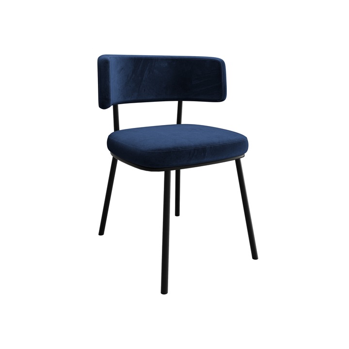 Scaun Serossa, MIRJAN24, negru + bleumarin, 58x75x57 cm