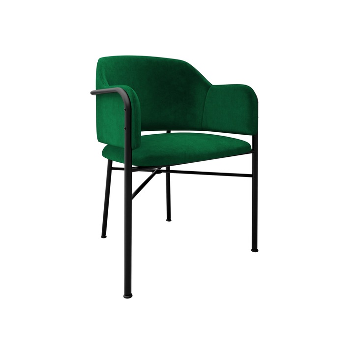 Scaun Uzpira, MIRJAN24, negru + verde, 56x79x55 cm