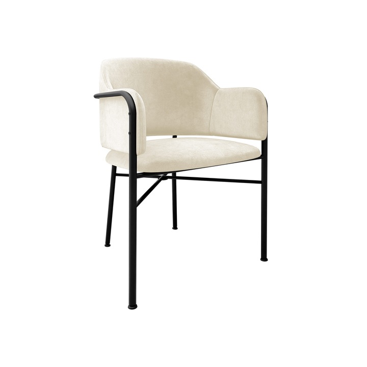 Scaun Uzpira, MIRJAN24, negru + bej, 56x79x55 cm