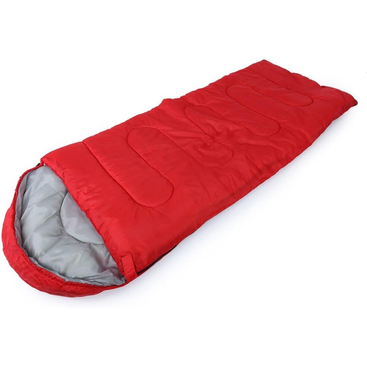 Sac de dormit Koalad, 3 sezoane, 180+30x75cm, Poliester, impermeabil, rosu