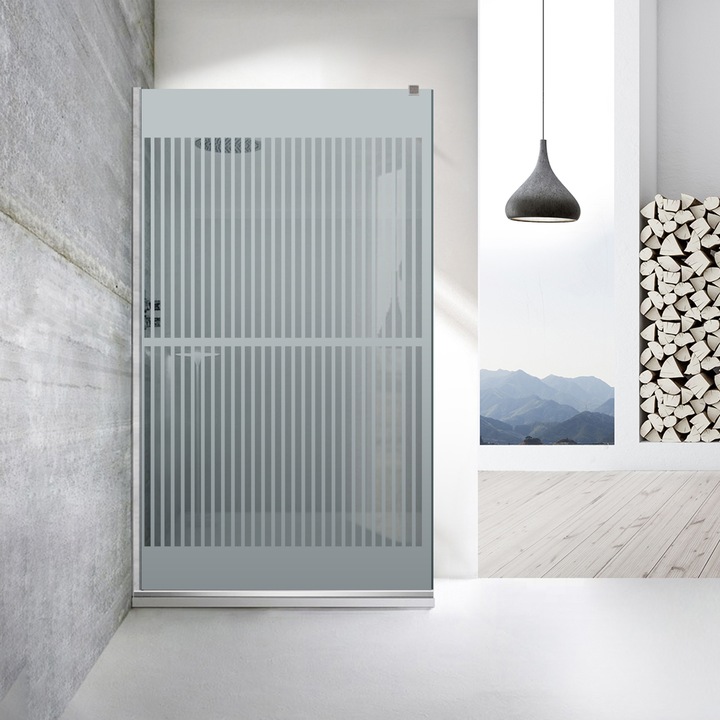 Aqua Roy ® INOX 70x195 cm zuhanyfal, színtelen Mediteran modell, 8 mm szürke biztonsági üveg, vízkő elleni kezeléssel