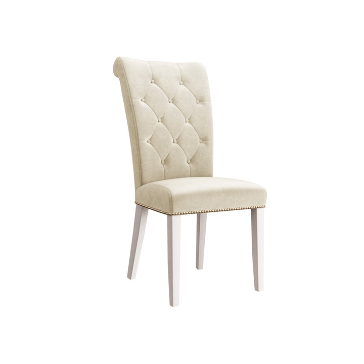 Scaun Piewik + ciocanitor, MIRJAN24, alb + bej, 47x103x68 cm