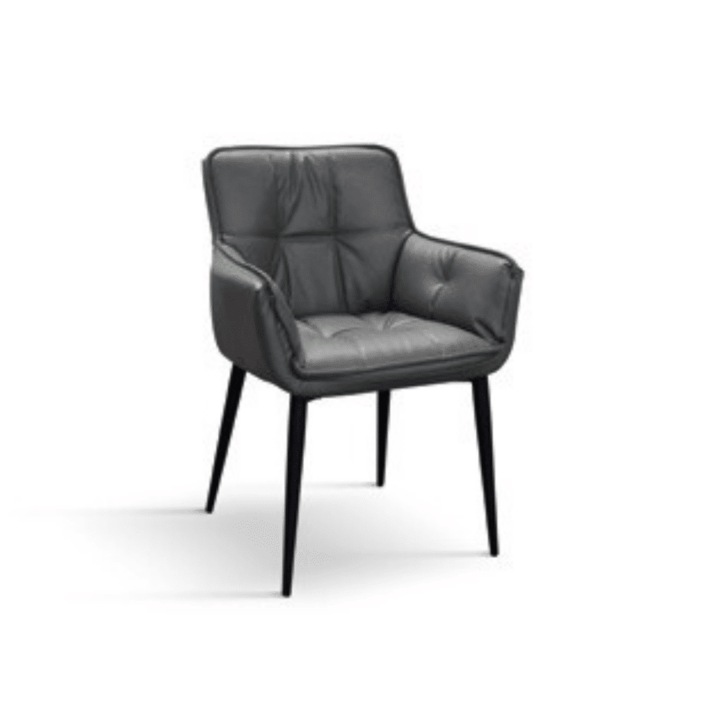 Scaun tip fotoliu Rivier, structura metalica, piele ecologica antracit