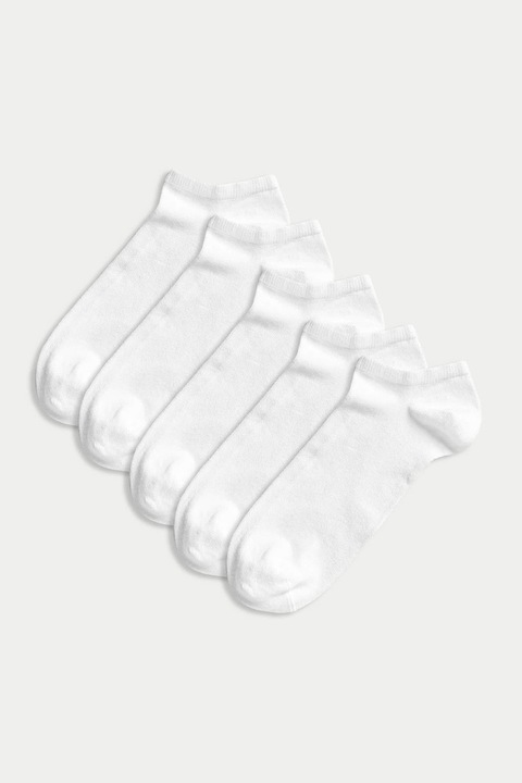 Marks & Spencer, Set de sosete pana la glezna - 5 perechi, Alb optic