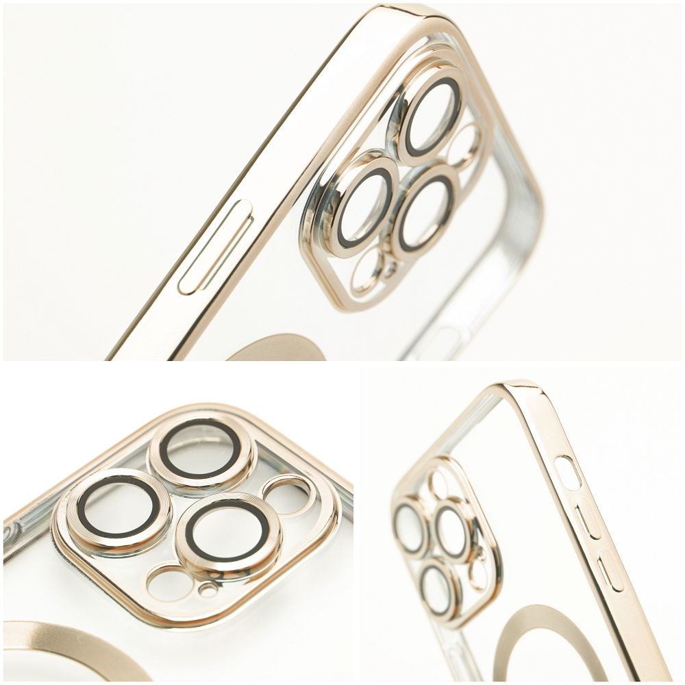 Husa din silicon cu margini metalizate Ultra-Soft, Luxury Magsafe, compatibila cu iPhone 15 / Auriu