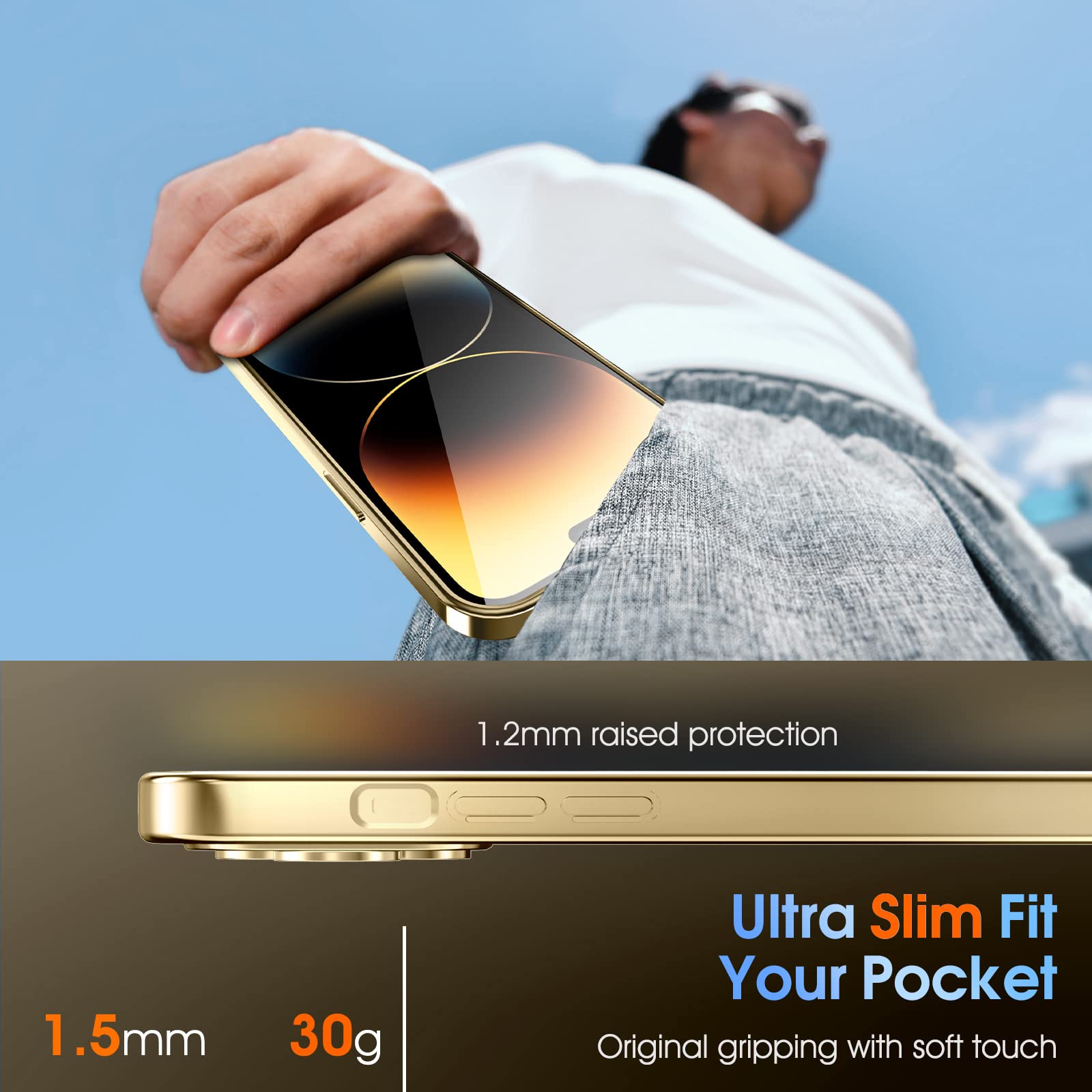 Husa din silicon cu margini metalizate Ultra-Soft, Luxury Magsafe, compatibila cu iPhone 15 / Auriu