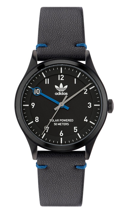 Мъжки ръчен часовник Adidas PROJECT ONE STEEL, каишка от естествена кожа, водоустойчивост 5 ATM, черен, 39x8.5mm