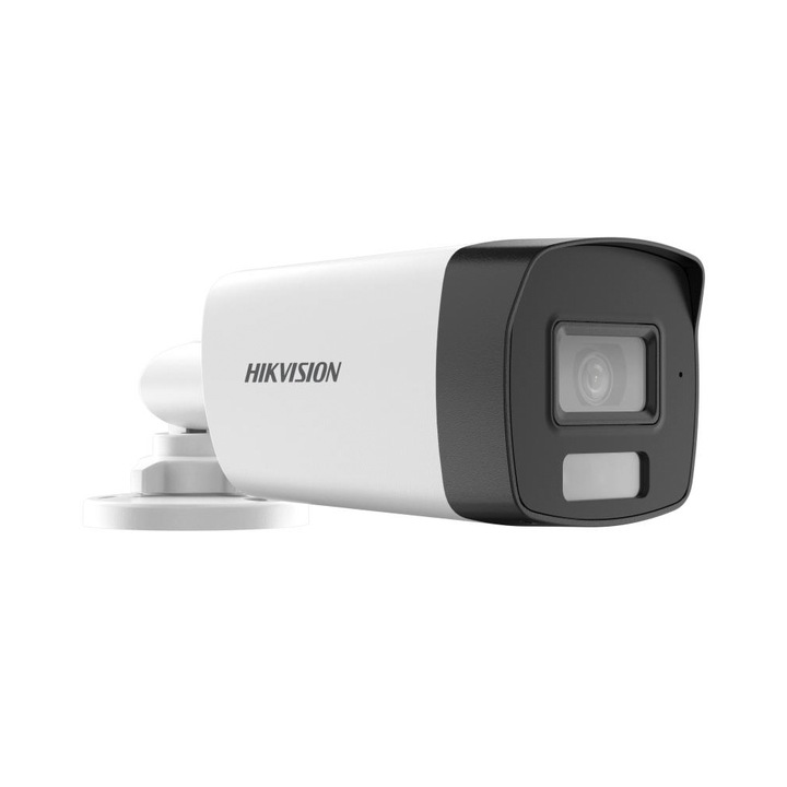 Външна камера за видеонаблюдение Hikvision Smart Hybrid Light DS-2CE17D0T-LFS, 2 MP, IR 40 м, бяла светлина 40 м, 2.8 мм, микрофон