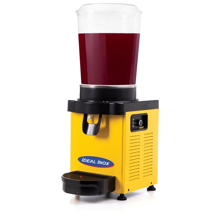 Distribuitor bauturi reci cu 1 cuva 10 l Ideal Inox carcasa galbena pt suc cu particule ayran shalgam cafea rece ceai rece lapte limonada