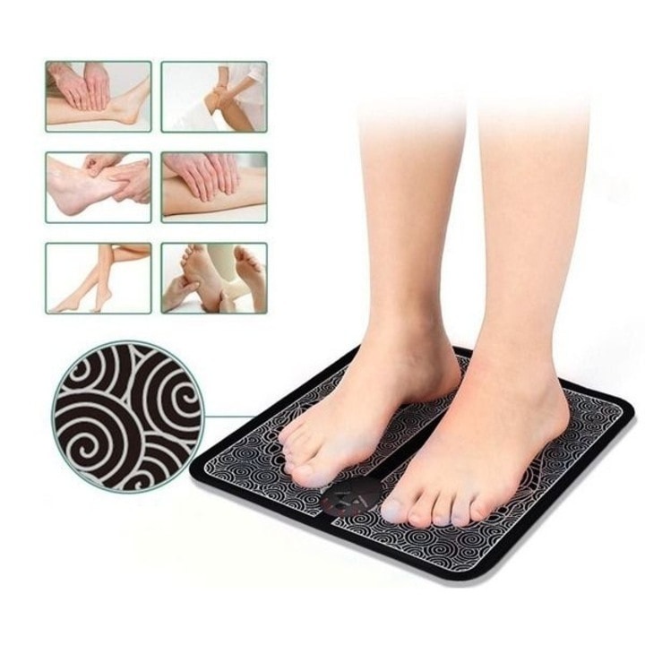 Aparat pentru masajul picioarelor, cu vibratii si electrostimulare, ecran LCD, incarcare USB, negru