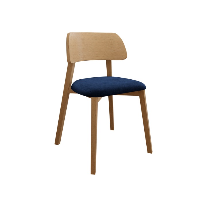 Scaun Azunax, MIRJAN24, natural + bleumarin, 47x80x50 cm