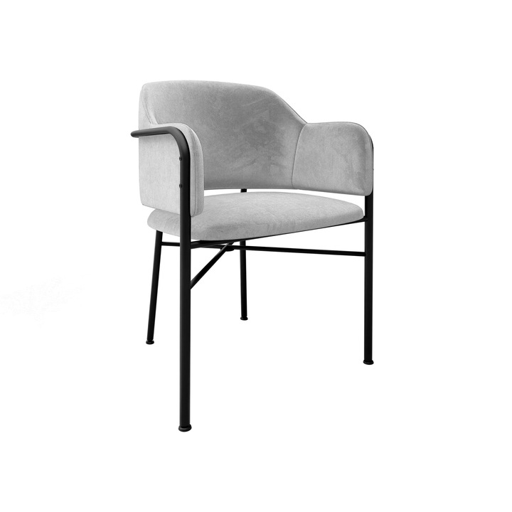 Scaun Uzpira, MIRJAN24, negru + gri deschis, 56x79x55 cm