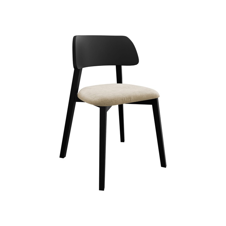 Scaun Azunax, MIRJAN24, negru + bej, 47x80x50 cm