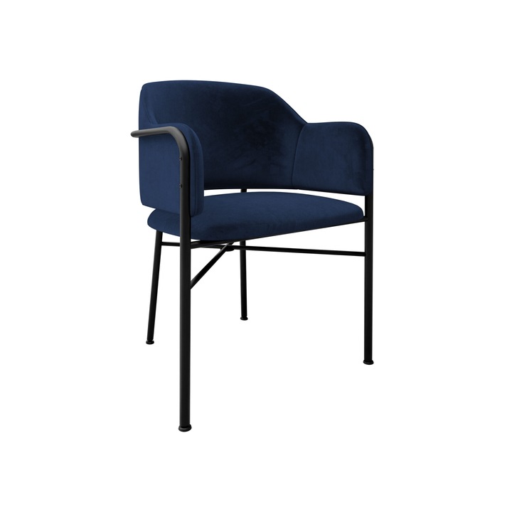 Scaun Uzpira, MIRJAN24, negru + bleumarin, 56x79x55 cm