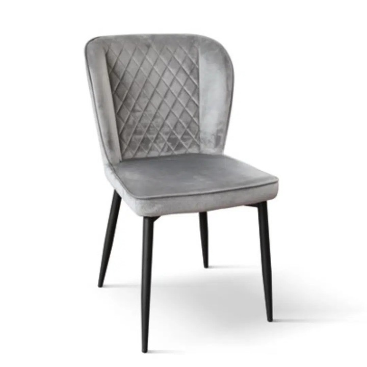 Scaun Manta, structura metalica, catifea - Gri