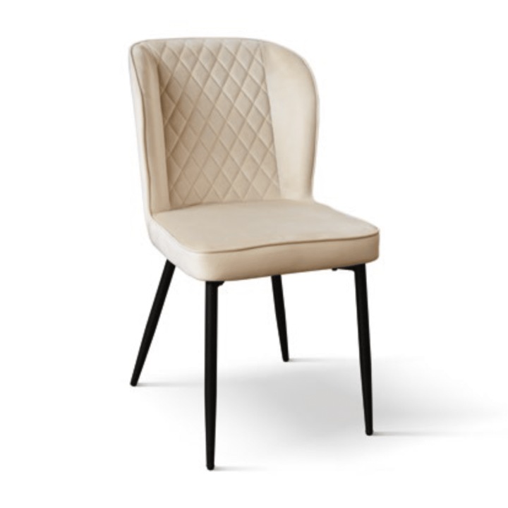 Scaun Manta, structura metalica, catifea - Bej