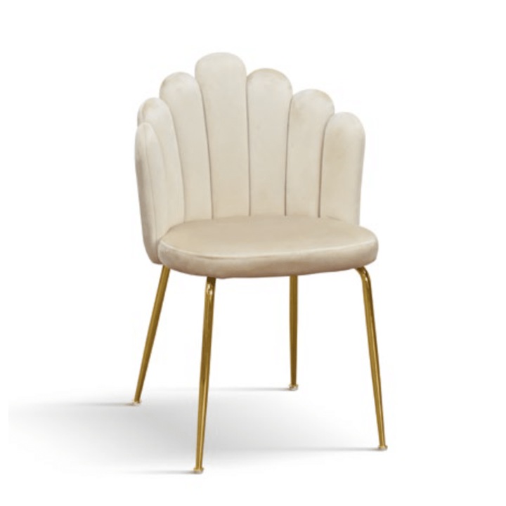 Scaun tapitat Panna, structura metalica aurie, tapitat catifea - Bej