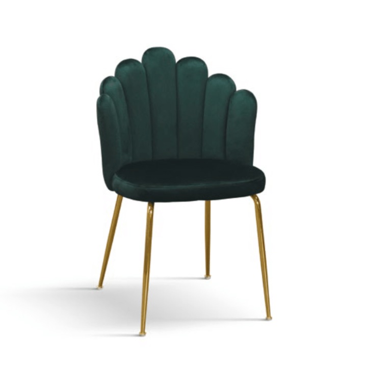 Scaun tapitat Panna, structura metalica aurie, tapitat catifea - Verde smarald