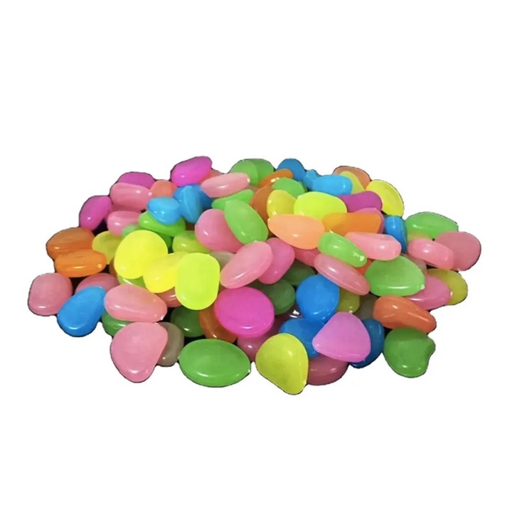 Pietre luminoase pentru gradina, Rasina, 200 buc, Multicolor