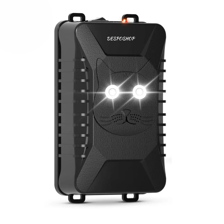 Aparat electric anti rozatoare, daunatori cu ultrasunete, potrivit pentru masini, motoare, casa, o gama variata de folosire, frecventa 18-36 kHz dotat cu 2 LED-uri stroboscopice, buton OF/ON, design modern cu fata unei pisicute, raza pana la 45mp