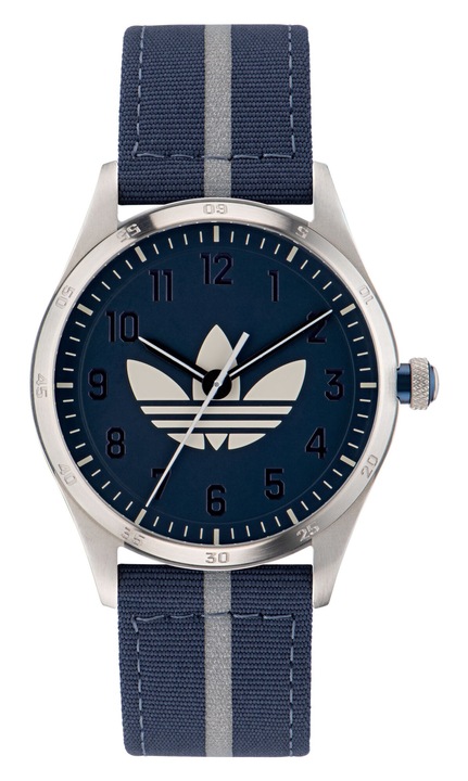 Мъжки часовник Adidas CODE FOUR, 42 мм, корпус от неръждаема стомана, синя синтетична каишка, водоустойчивост 5 ATM
