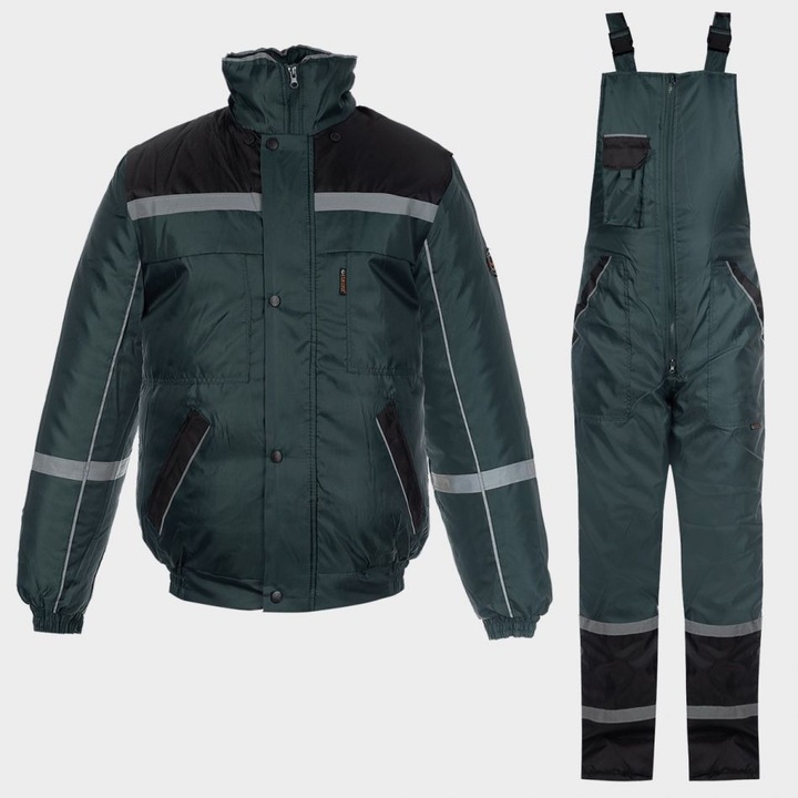 Set de lucru de iarna Stenso Collins, jacheta si salopeta, verde S