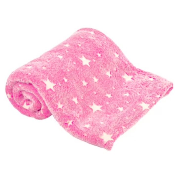 Patura pufoasa fosforescenta, Stelute, coshop®, Moale, Calduroasa, 150 x 100 cm