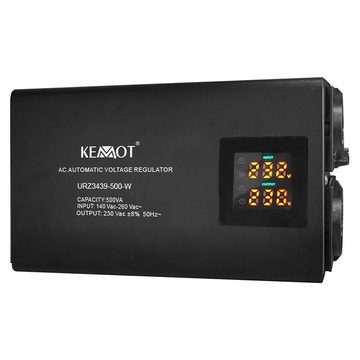 Automata feszültségstabilizátor, 500 VA / 350 W, 150 - 270 V AC tartomány, falra szerelhető, egyfázisú