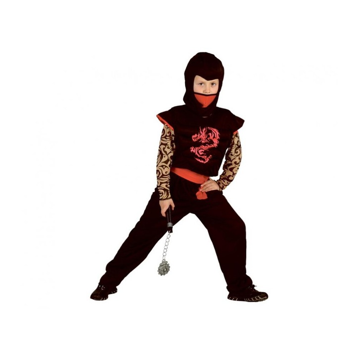 Детски карнавален костюм Red Dragon Ninja с размер 120 / 130 см