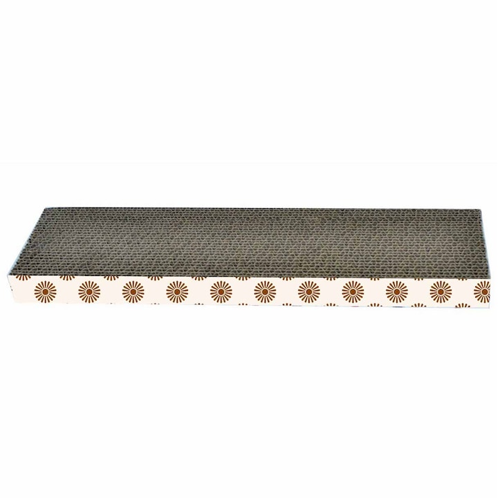 Zgarietor din carton pentru pisici, model floricele, 40x10.16x3.17 cm, Multicolor