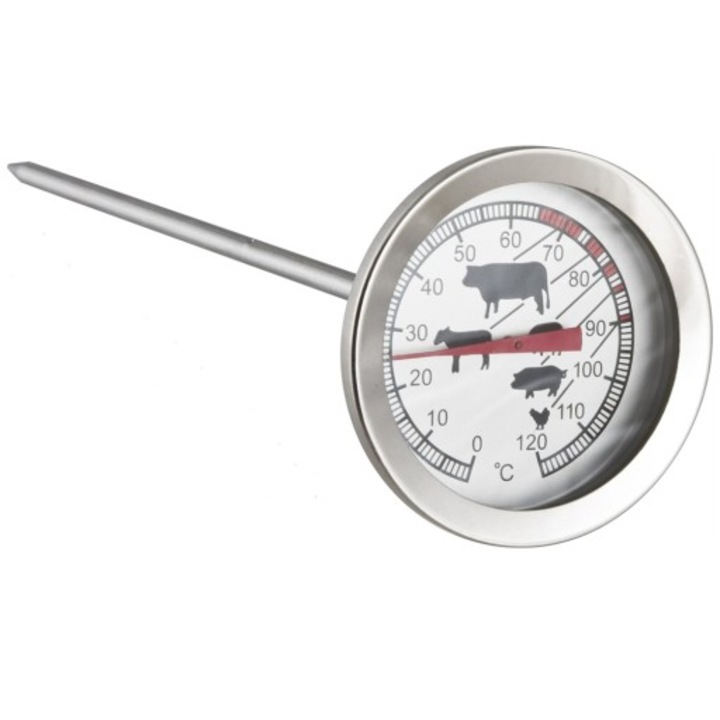 Termometru alimentar tip sonda, otel inoxidabil, 0-120 grade, argintiu