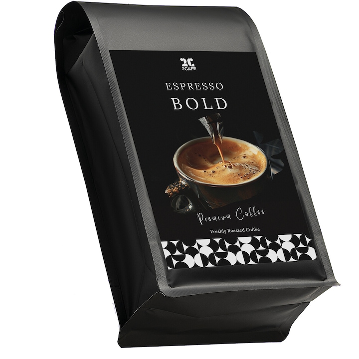 Cafea Espresso Bold - 100% Arabica - Boabe 1kg - Prajita proaspat, ideala pentru espressoare automate si cu portafiltru
