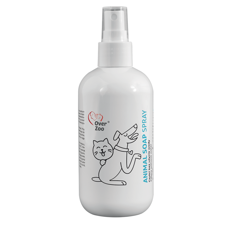 Mancs- és szőrtisztító spray öblítés nélkül kutyáknak és macskáknak, Over Zoo Animal Soap Spray, 250ml
