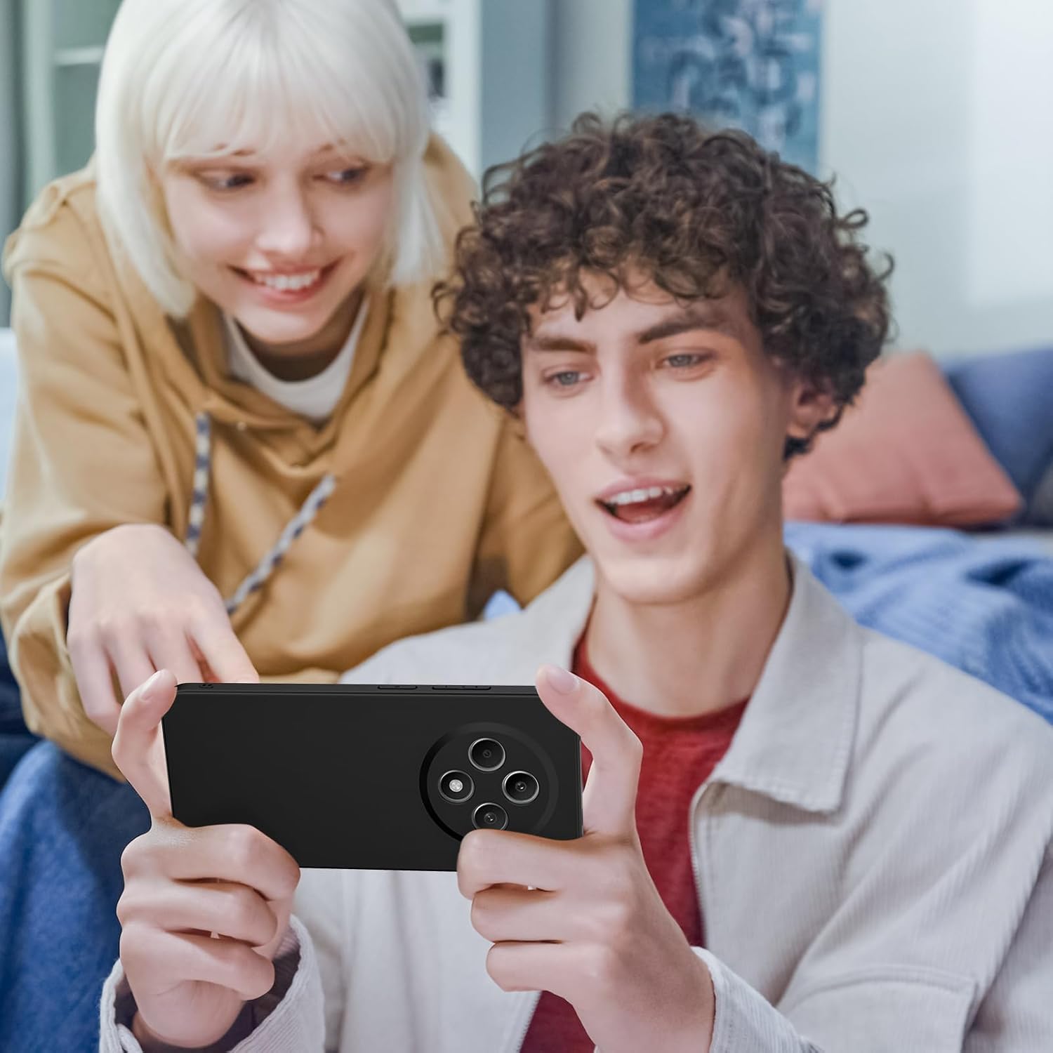 Husa pentru Oppo Reno 12F 12FS Liquid Silicone subtire captusita cu microfibra anti amprenta protectie camera foto negru