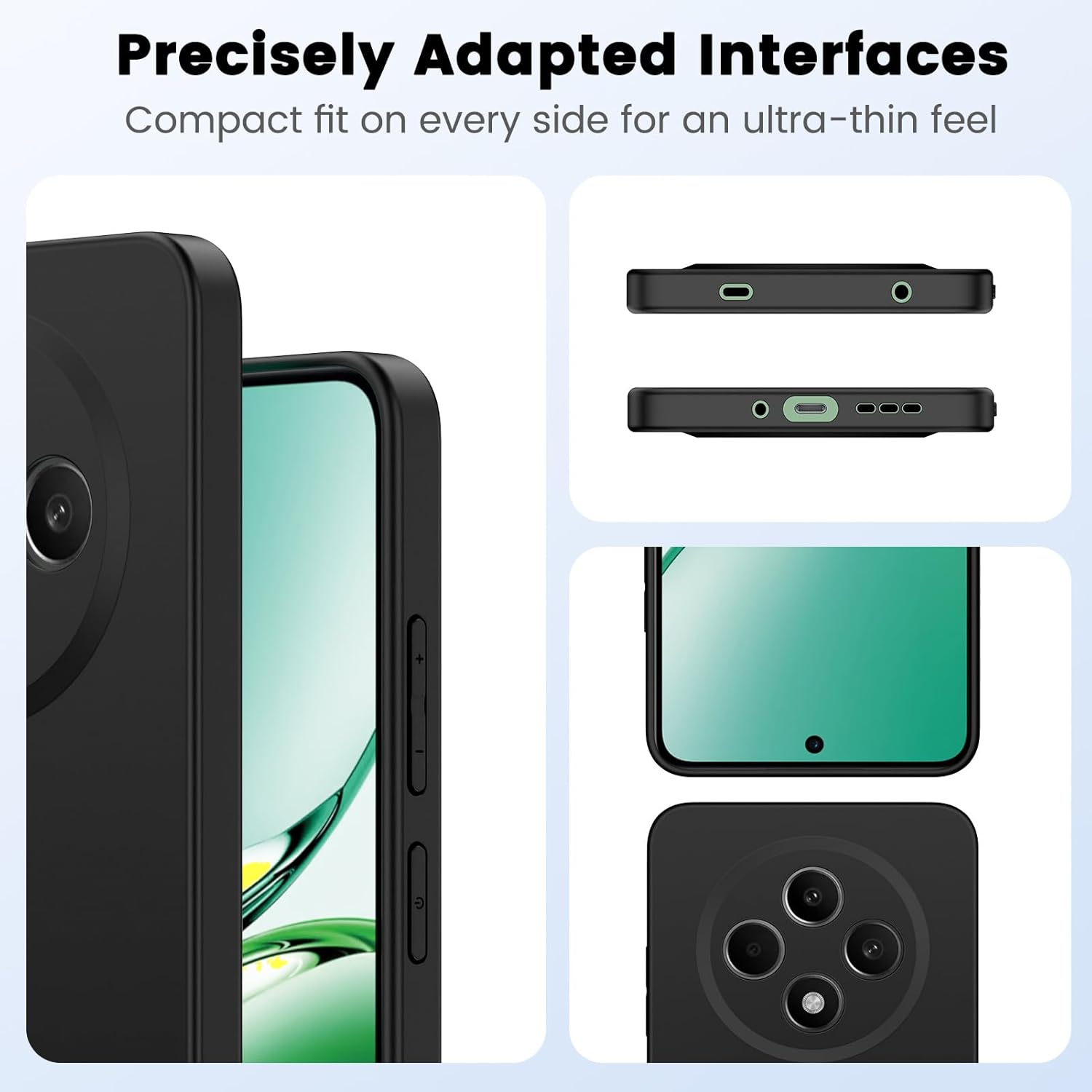 Husa pentru Oppo Reno 12F 12FS Liquid Silicone subtire captusita cu microfibra anti amprenta protectie camera foto negru