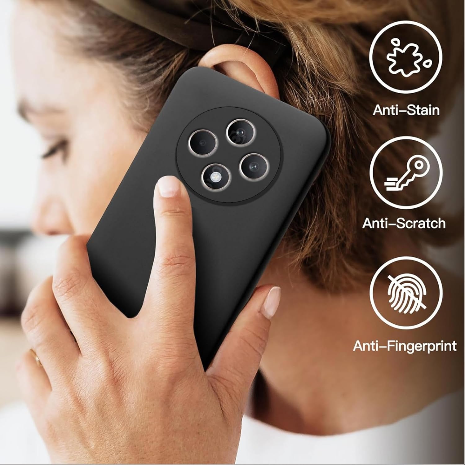 Husa pentru Oppo Reno 12F 12FS Liquid Silicone subtire captusita cu microfibra anti amprenta protectie camera foto negru