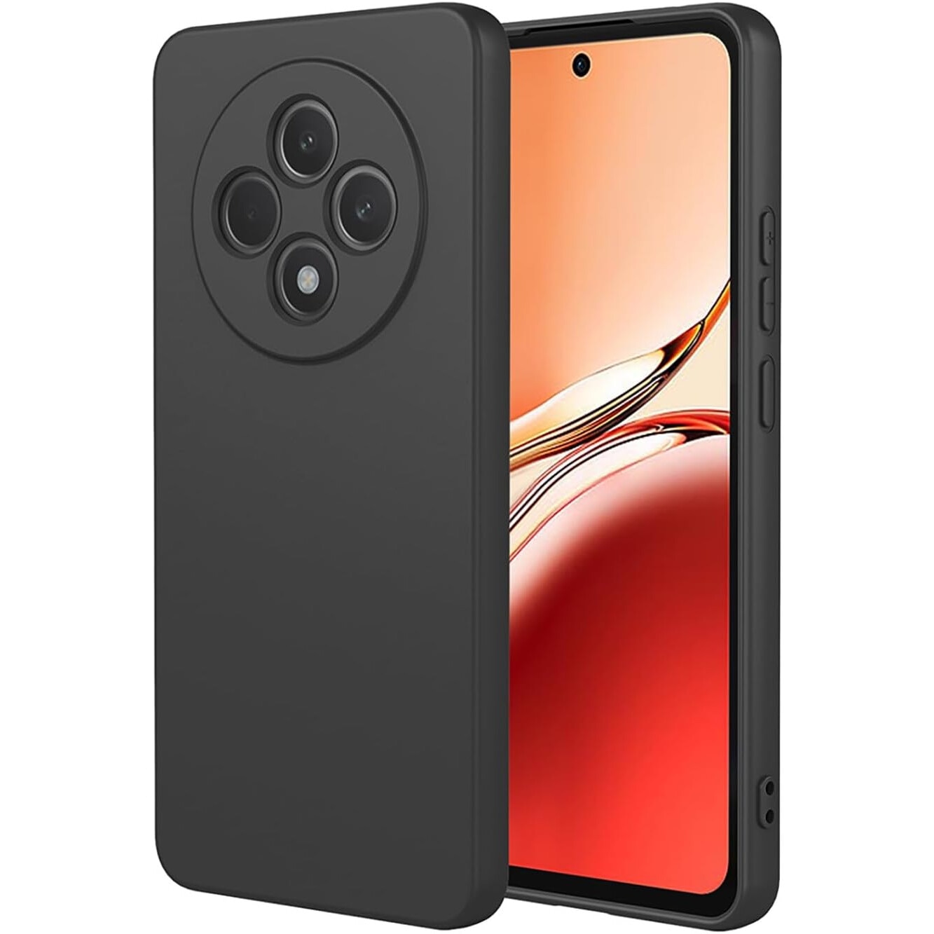 Husa pentru Oppo Reno 12F 12FS Liquid Silicone subtire captusita cu microfibra anti amprenta protectie camera foto negru