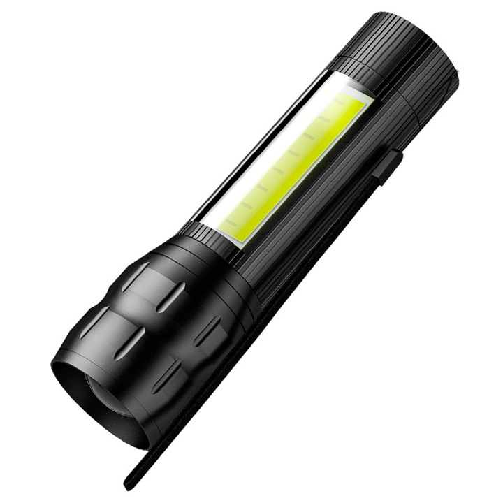 LED фенерче, телескопично увеличение, IPX45 водоустойчивост, USB зареждане, 9.1x2.5x2cm