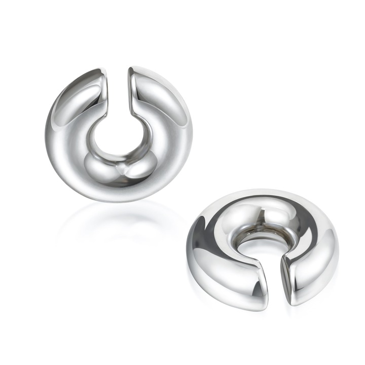 Cercei clip-on aurii 18K pentru femei, din otel inoxidabil, dimensiune 30x10mm
