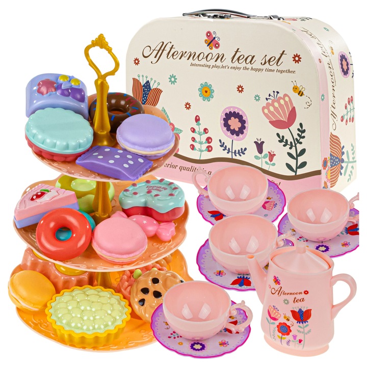 Set de ceai pentru copii serviciu de cafea pentru copii, vesela, cani, biscuiti, multicolor